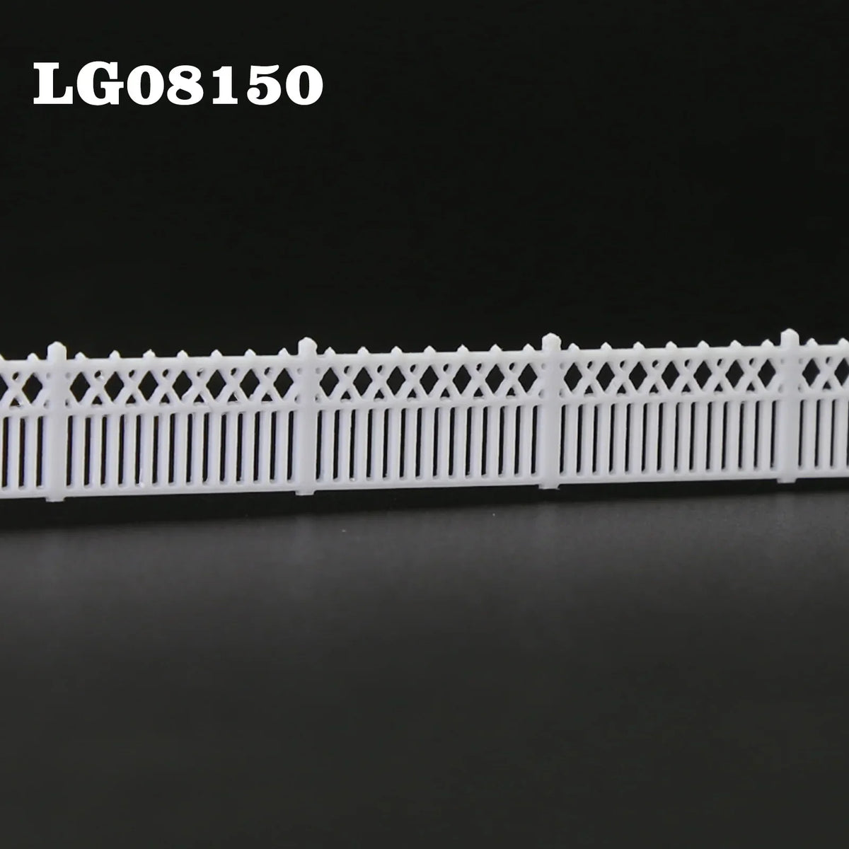N scale white plastic lattice-top picket fence wall with vertical slats for station platform 1 metre 3 pieces