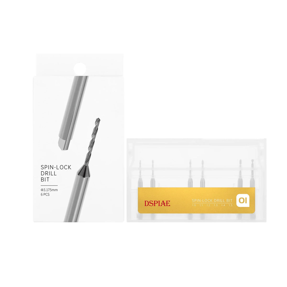 DSPIAE Mobius hand drill: 6 silver spin-lock bits in clear pack