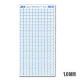 Blue grid-lined transparent abs plastic ruler model ms-78 displaying precise grid markings for modeling sheets use