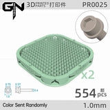 Light green 3D printed recessed hex flange rivets Lego baseplate