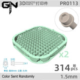 Light green 3D printed recessed hex flange rivets baseplate with 314 hex studs