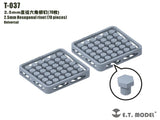 Gray 2.5mm hexagonal screws in grid trays for precision hobby tools