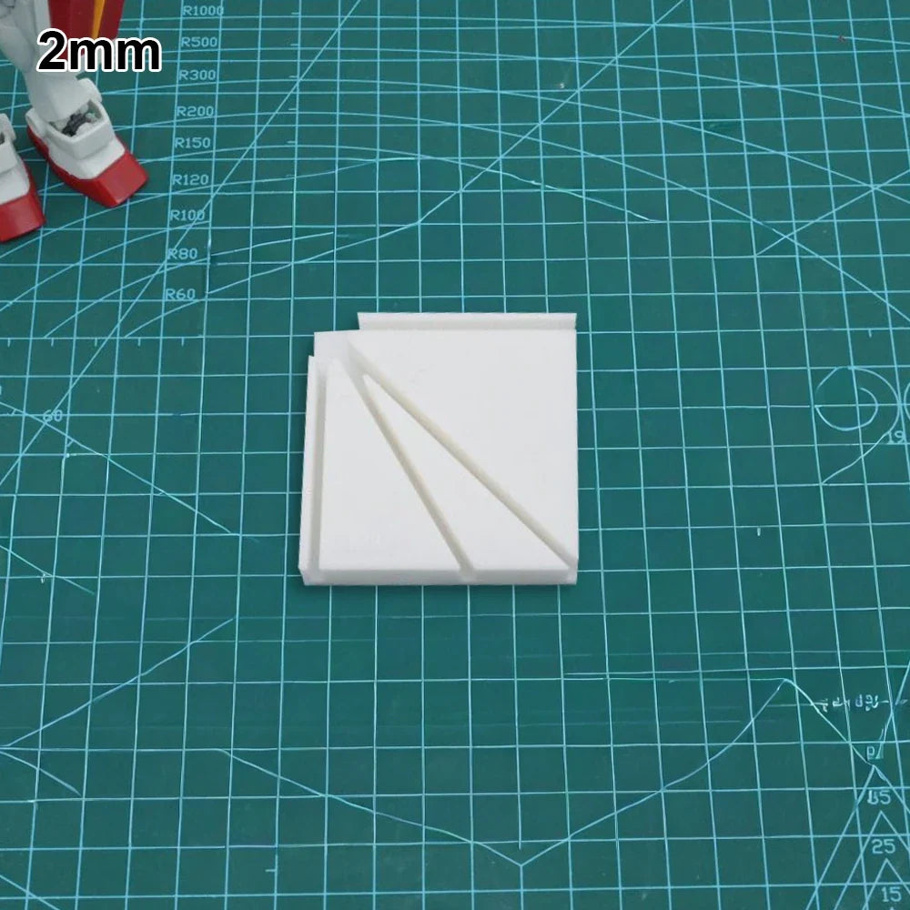 White 2mm thick plastic gluing jig part with diagonal grooves for scale modeling tools and model building tools