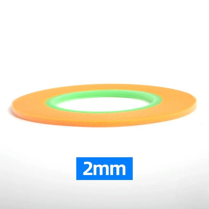Hobby Design ultra-thin orange and green 2mm adhesive tape roll for precision hobby tools in scale modeling