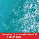 3pcs water ripple effect stickers with turquoise adhesive back, 297x210mm
