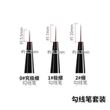 Ray Studio ultra-fine liner brushes 3-brush set (0#, 1#, 2#) with black handles