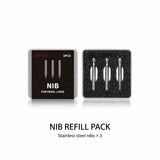 Set of three stainless steel nibs for dspiae at-pl pro panel line pen neatly arranged in black foam case for panel line fluid use