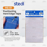 Stedi MS-01 3mm hard edge scribing tape pack, 50.4 m long, with a size diagram