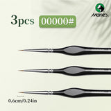 Set of three extra fine 5/0 brushes with black handles