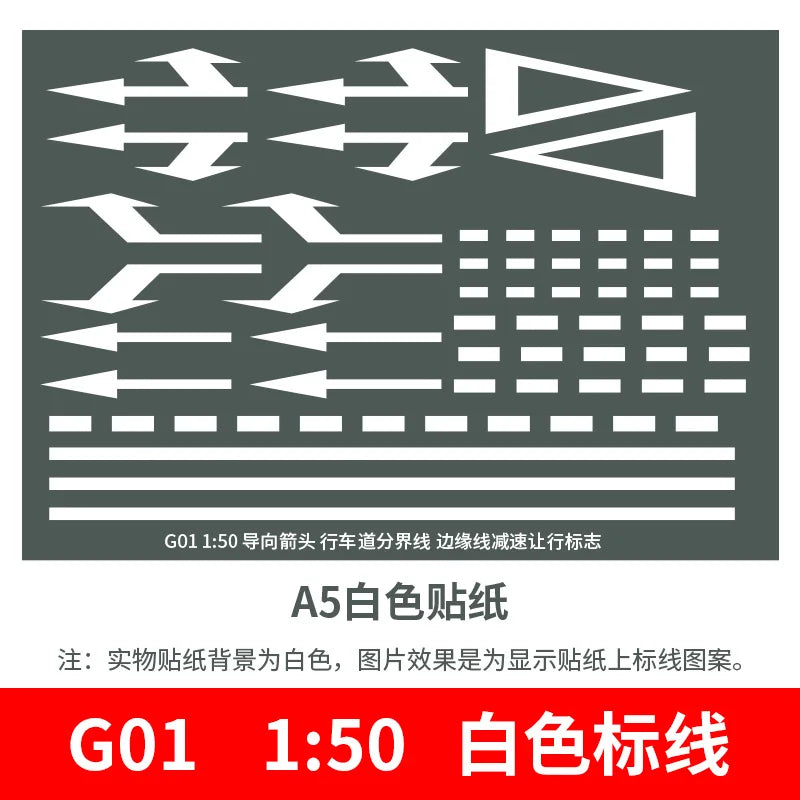 Road marking sheets for dioramas, 1/50 pattern G01