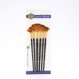 Fan brushes set with 6 black handle brushes in branded package