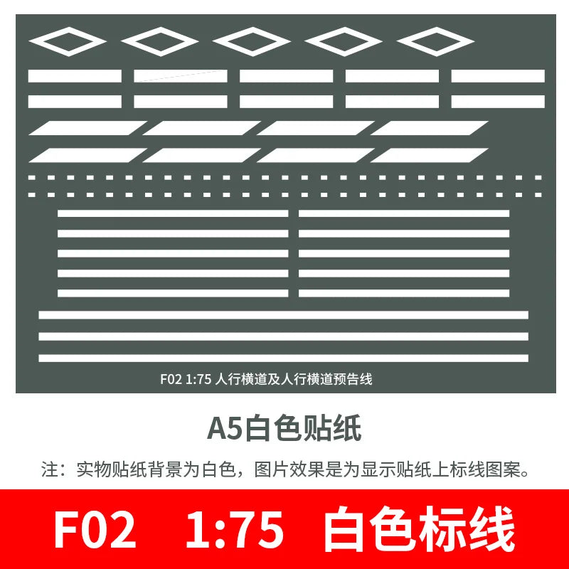 Road marking sheets for dioramas, 1/75 pattern F02