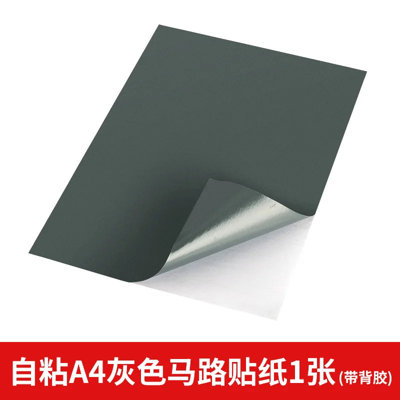 Road marking sheets for dioramas, A4 gray asphalt
