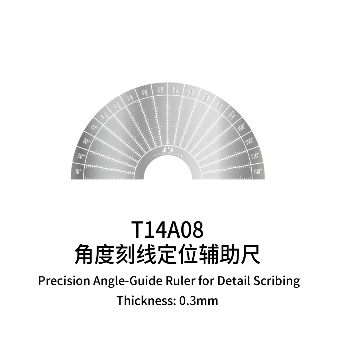 Galaxy model precision silver semi-circular angle-guide ruler with degree markings