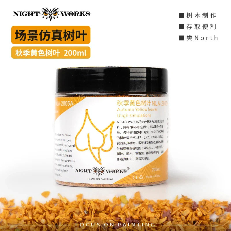 200ml miniature tree leaves paint jar with autumn yellow, black lid