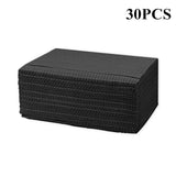 Stack of 30 black textured paper napkins for precision hobby tools