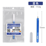 Blue metallic precision glue dispensing stick with textured grip and fine tip