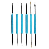 6 pcs precision hobby tools set with blue-handled screwdrivers