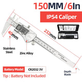 Digital vernier caliper with stainless steel and zinc alloy body ip54 rated for durable scale modeling measurements