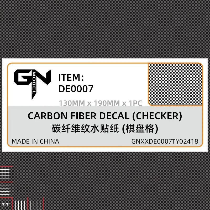 Carbon fiber simulating checkerboard decal in black white grid