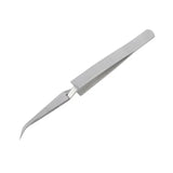 Reverse tweezers with curved tip and ergonomic handle