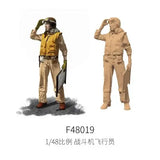 1/48 WWII fighter pilots figure in tan flight suit and yellow vest