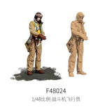 1/48 scale tan WWII fighter pilots figure in detailed flight suit and helmet