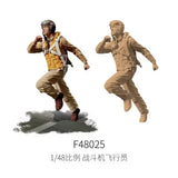 1/48 WWII fighter pilots figure in tan flight suit, yellow vest, goggles