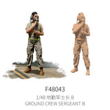 1/48 scale modern ground crew sergeant in tan uniform with green belt