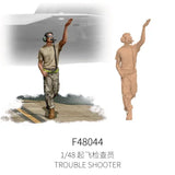 1/48 scale troubleshooter in tan uniform with camo pants for modern ground crew
