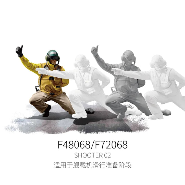 Yellow flight suit with helmet and gloves for 1/48 flight deck crew set 2