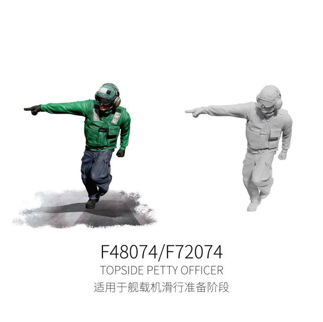 1/48 flight deck crew set 2: green gray petty officer in flight suit with helmet and resin model