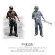1/48 scale flight deck crew figure in tactical gear cleaning jet