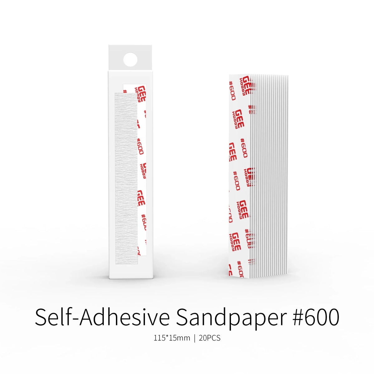 Gee hobby self-adhesive white sandpaper strips #600 grit in clear sleeve with red branding grits x 20pcs bonus toy kit