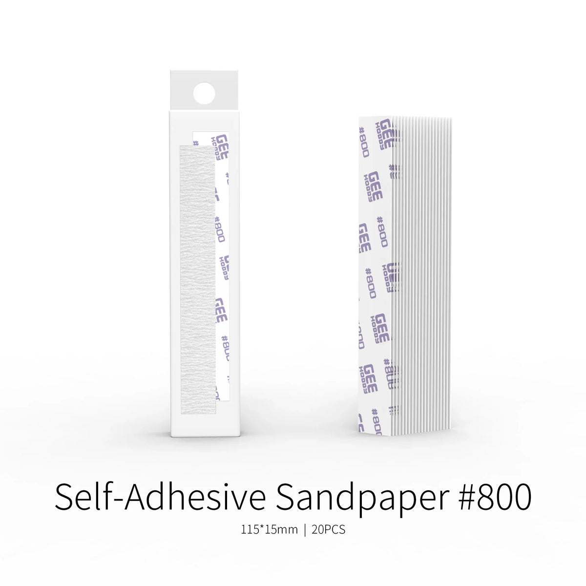 GeeHobby white self-adhesive sandpaper grits x 20pcs in clear sleeve for modeling with bonus toy kit and sanding sticks