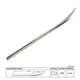 Silver-colored diamond abrasive file with curved tapered tip and textured handle for scale modeling tools and model building tools