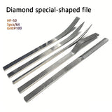 Set of five silver metal diamond abrasive special-shaped files hf-50 for scale modeling and model building tools