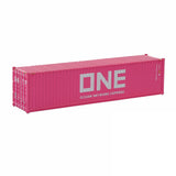 HO scale train model vibrant pink One Ocean Network Express shipping container
