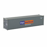 HO scale train model: gray P&O NedLloyd shipping container with blue orange branding