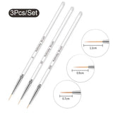Set of 3 transparent extra-long fine brushes with silver ferrules
