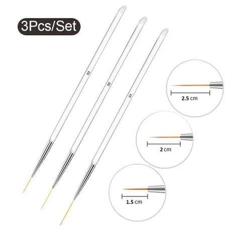 3/6pcs extra-long fine brushes set with sizes 01, 02, 03