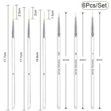Set of 6 extra-long fine brushes with kolinsky bristles, precision hobby tools