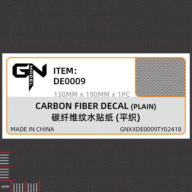 Black carbon fiber simulating decal de0009 by GN Model, woven texture