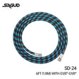 Blue and black nylon braided sagud sd-24 airbrush hose with metallic connectors for steady airflow in scale modeling tools