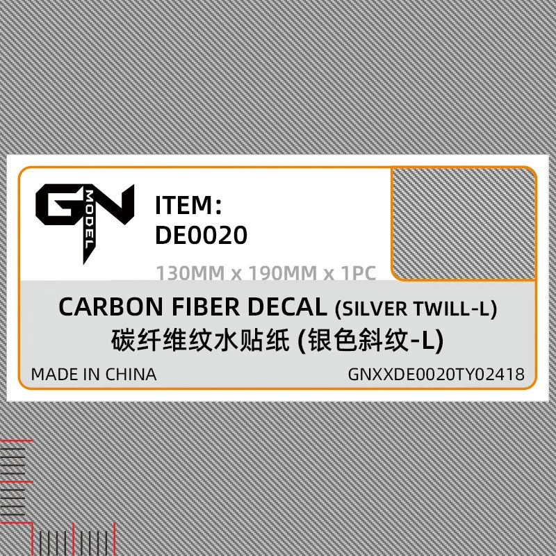 Silver carbon fiber simulating decal de0020 diagonal twill texture