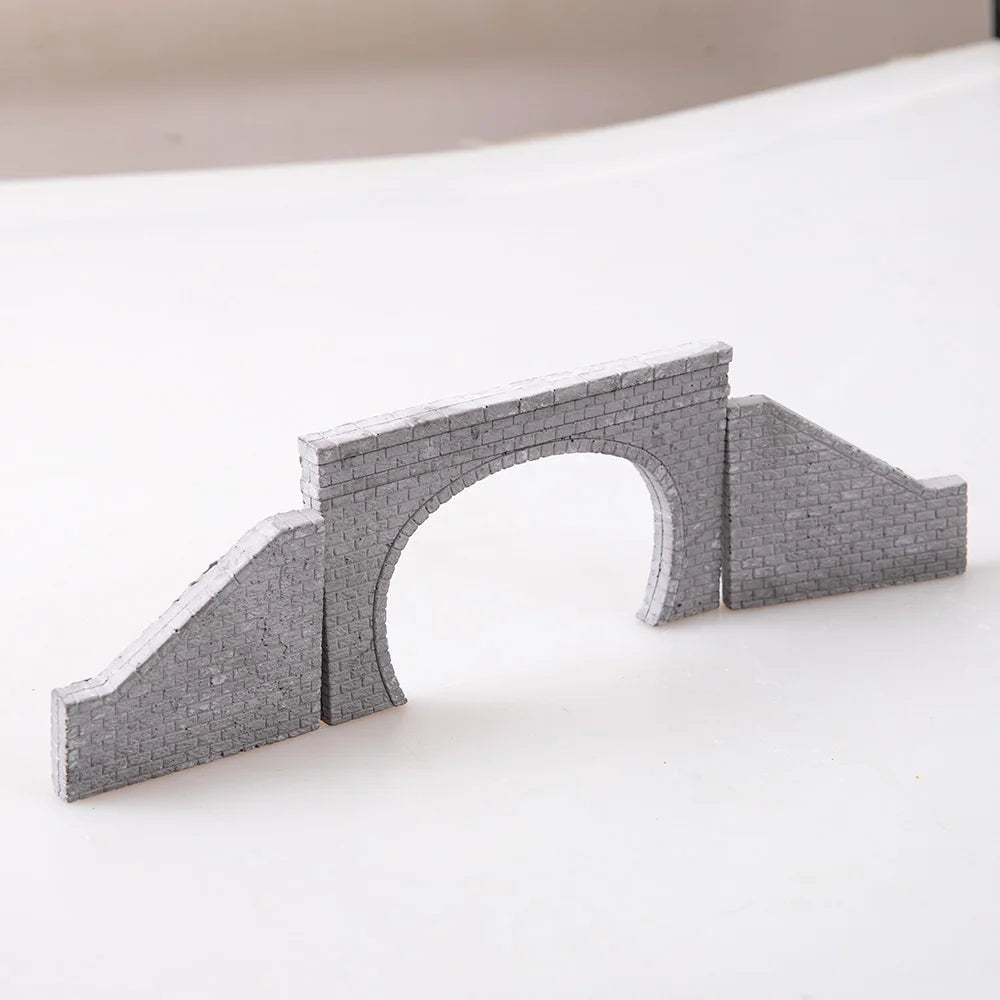 Gray brick stone tunnel portal model with arch opening for n scale railway scenery 1 160