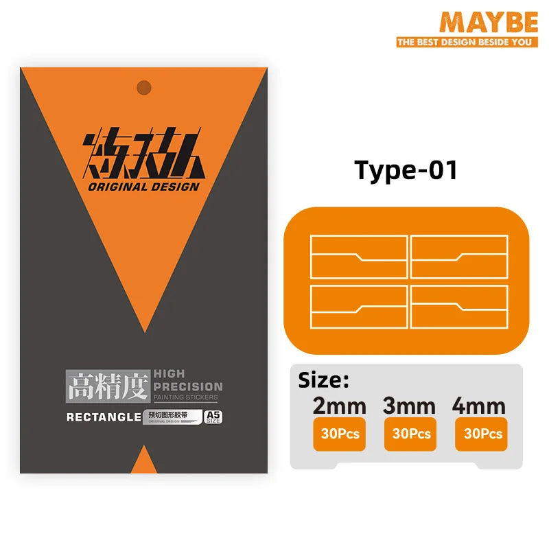High precision pre-cut scribing tape with orange black geometric panel lines