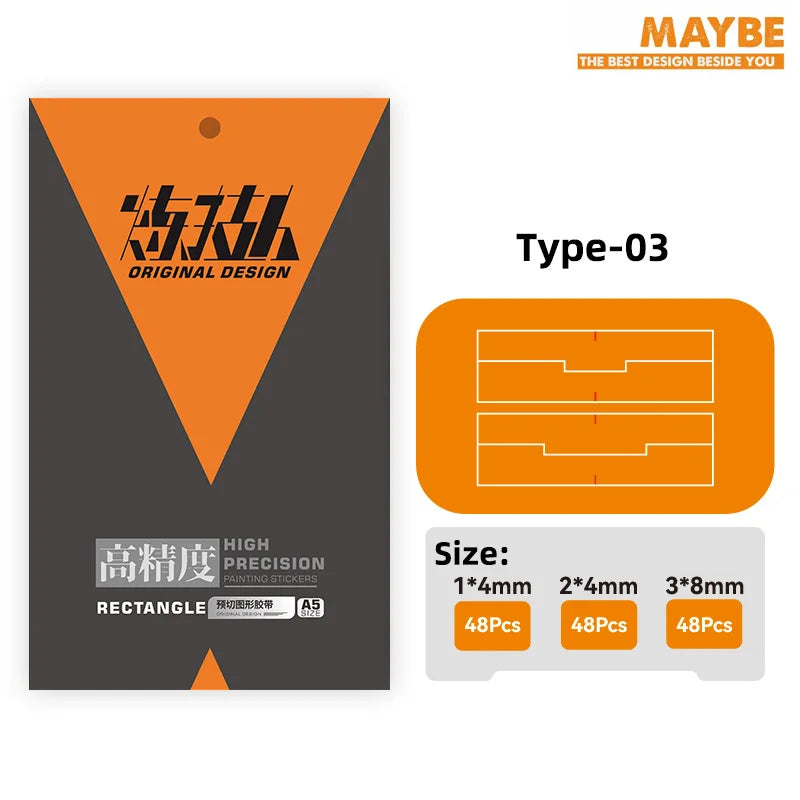 High precision pre-cut scribing tape with orange black panel lines