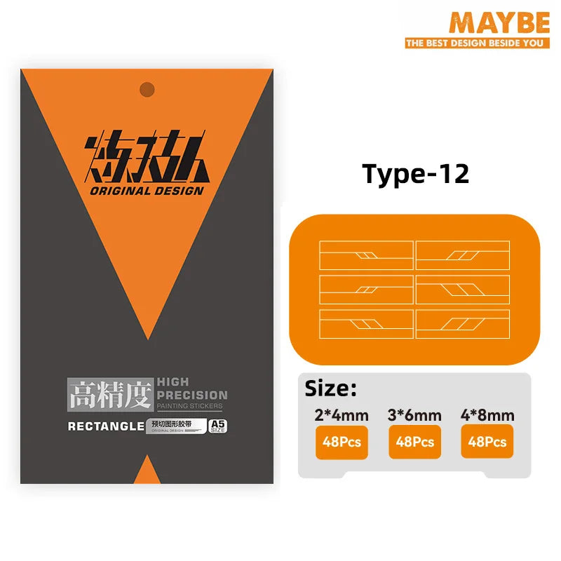 High precision pre-cut scribing tape in orange black triangular packaging