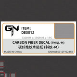 Carbon fiber simulating water-slide decal with diagonal twill-m weave